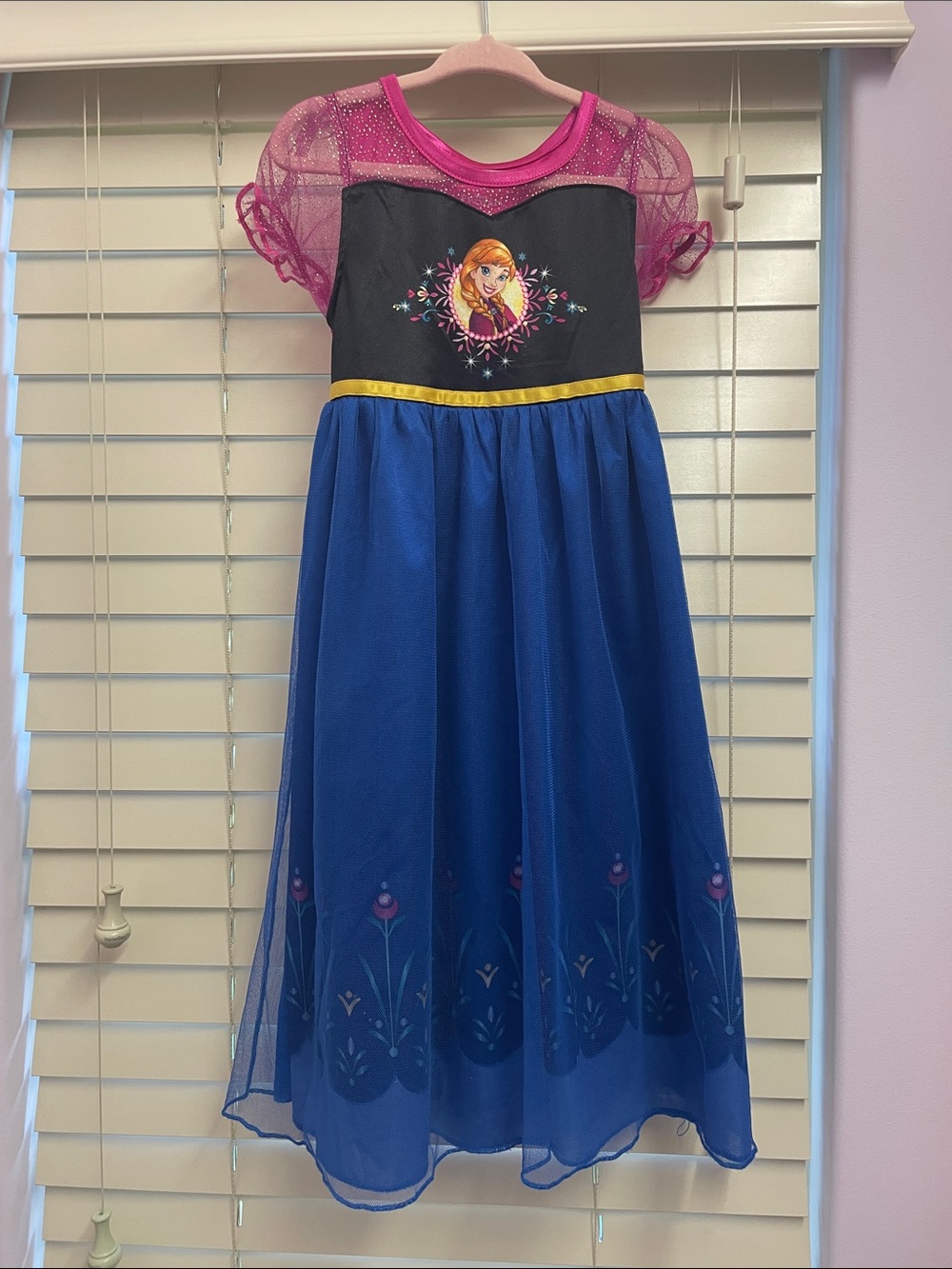 Disney Pink, Black & Blue Princess Dress with Gold Waistband